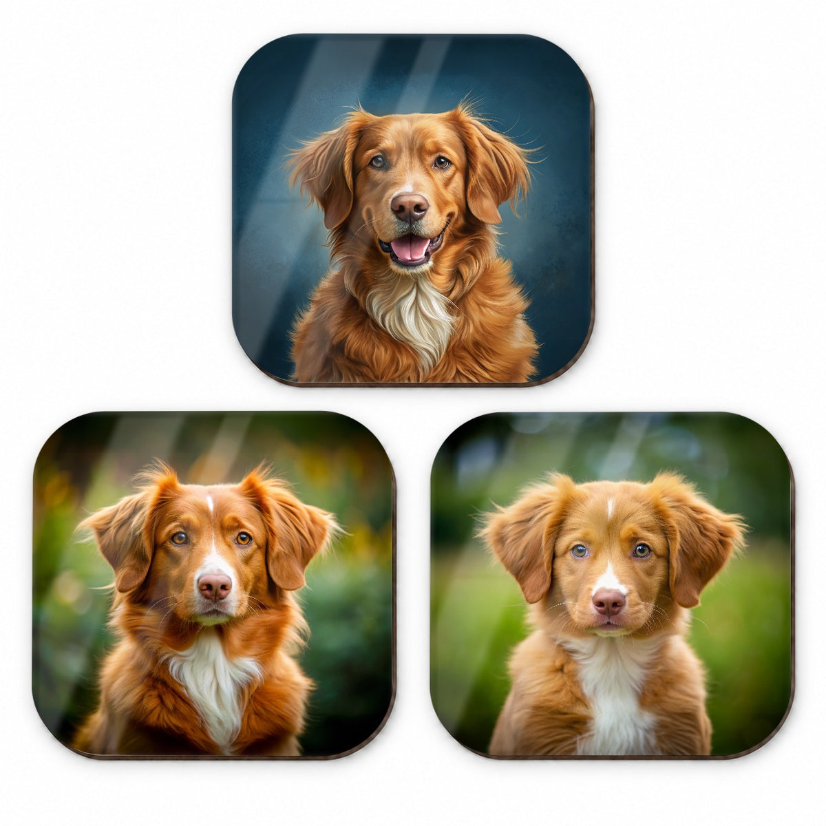 Nova Scotia Duck Tolling Retriever Dog Photo Illustration Fridge Magnet Set
