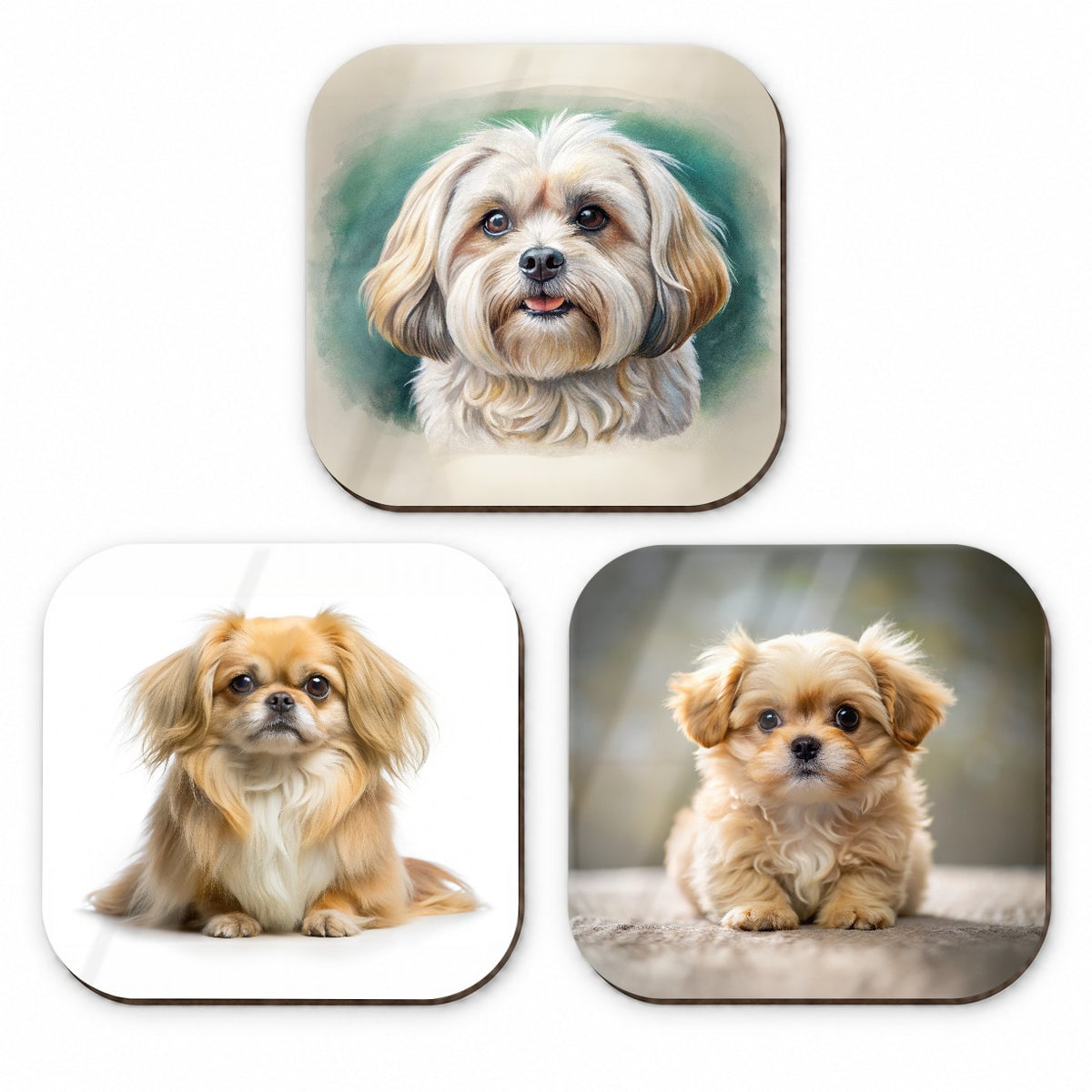 Pekapoo Dog Photo Illustration Fridge Magnet Set