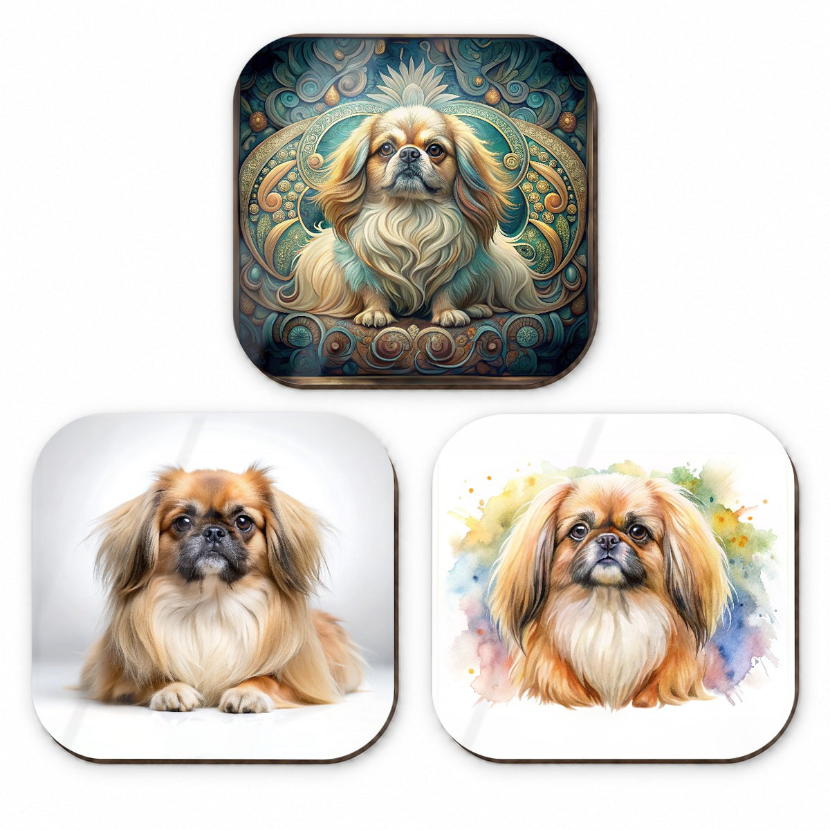 Pekingese Dog Modern Photo Art Fridge Magnet Set