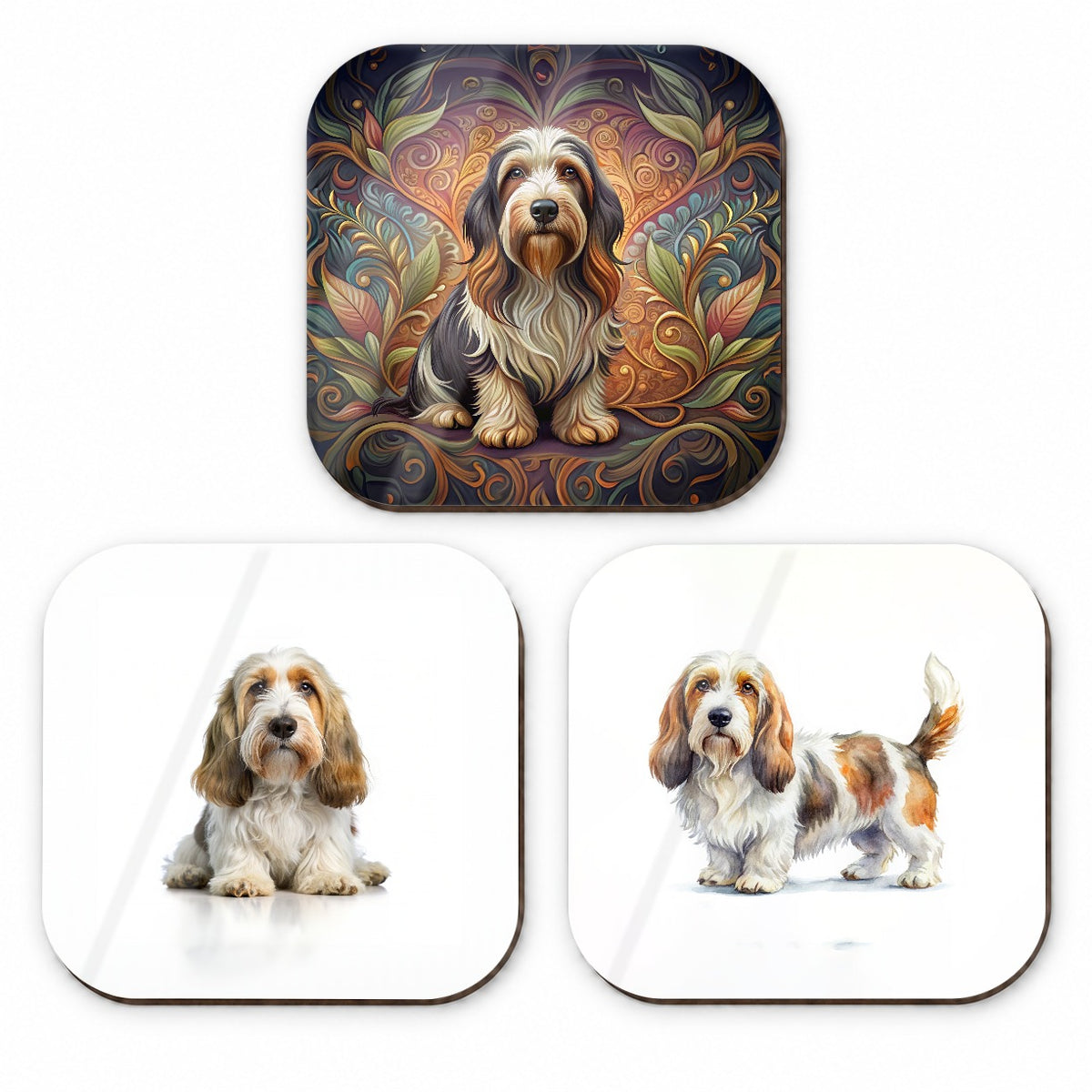Petit Basset Griffon Vendeen Dog Modern Photo Art Fridge Magnet Set