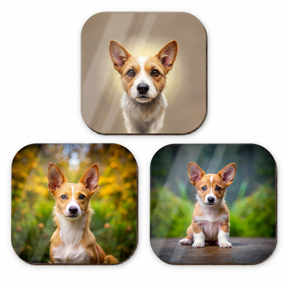 Portuguese Podengo Pequeno Dog Photo Illustration Fridge Magnet Set