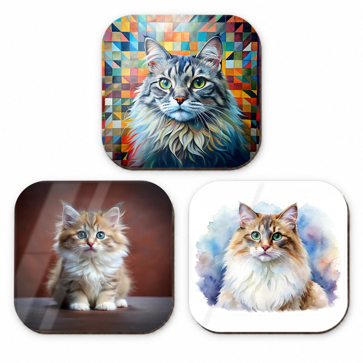 Ragamuffin Cat Modern Photo Art Fridge Magnet Set