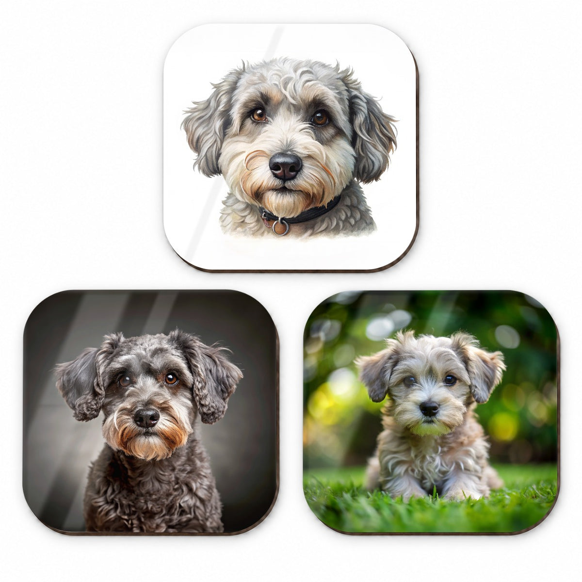 Schnoodle Dog Photo Illustration Fridge Magnet Set
