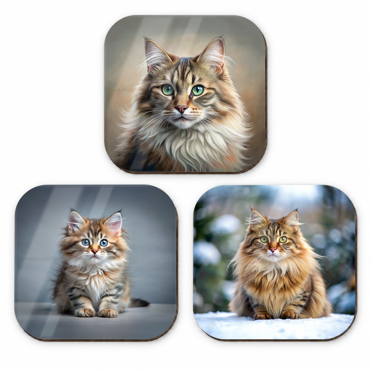 Siberian Cat Photo Illustration Fridge Magnet Set