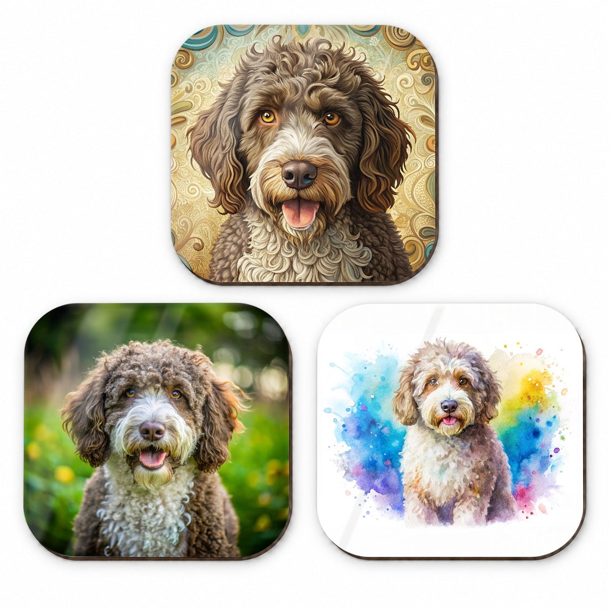 Spanish Water Dog Modern Photo Art Fridge Magnet Set