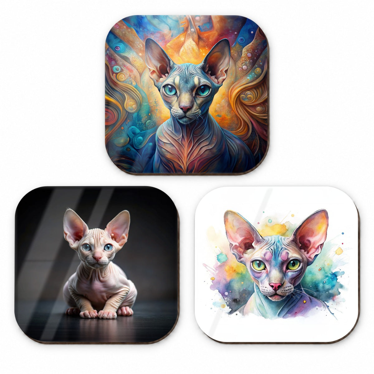 Sphynx Cat Modern Photo Art Fridge Magnet Set