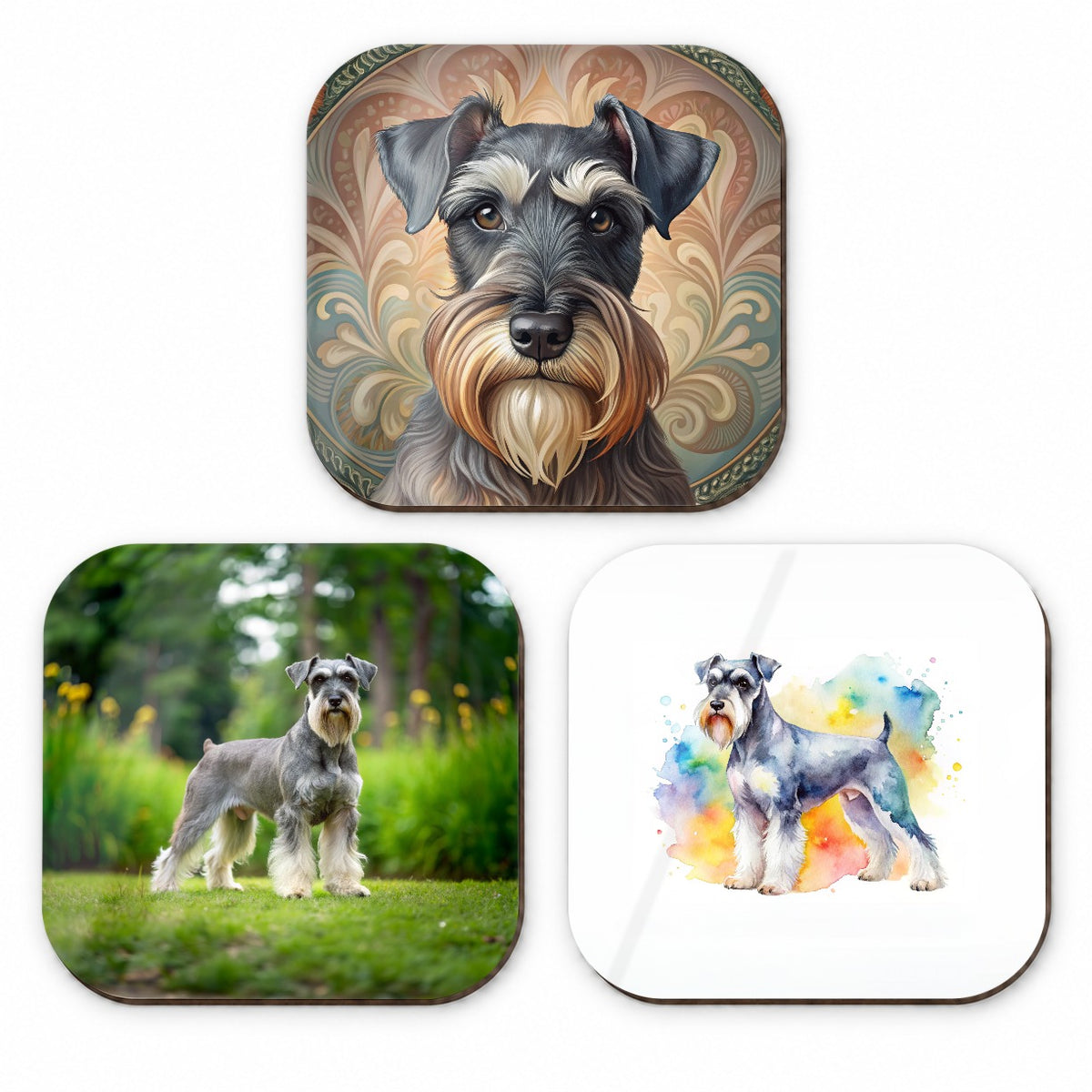 Standard Schnauzer Dog Modern Photo Art Fridge Magnet Set
