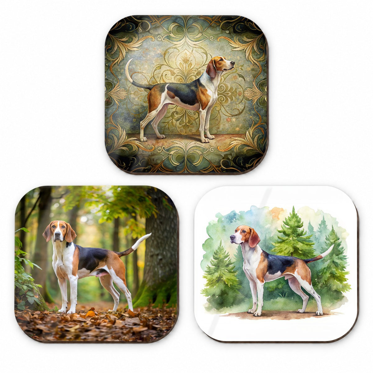 Treeing Walker Coonhound Dog Modern Photo Art Fridge Magnet Set