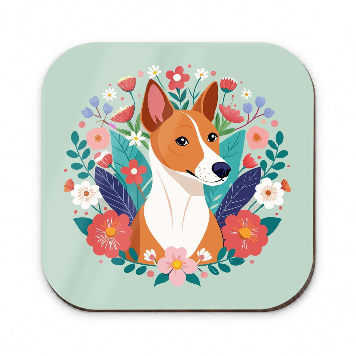 Basenji Dog Floral Flowers Fridge Magnet