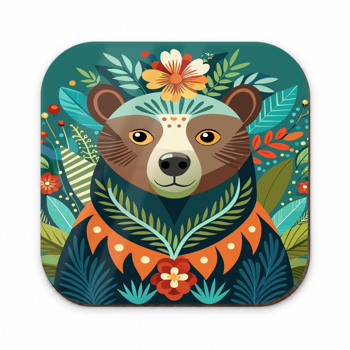 Bear Floral Flowers Fridge Magnet