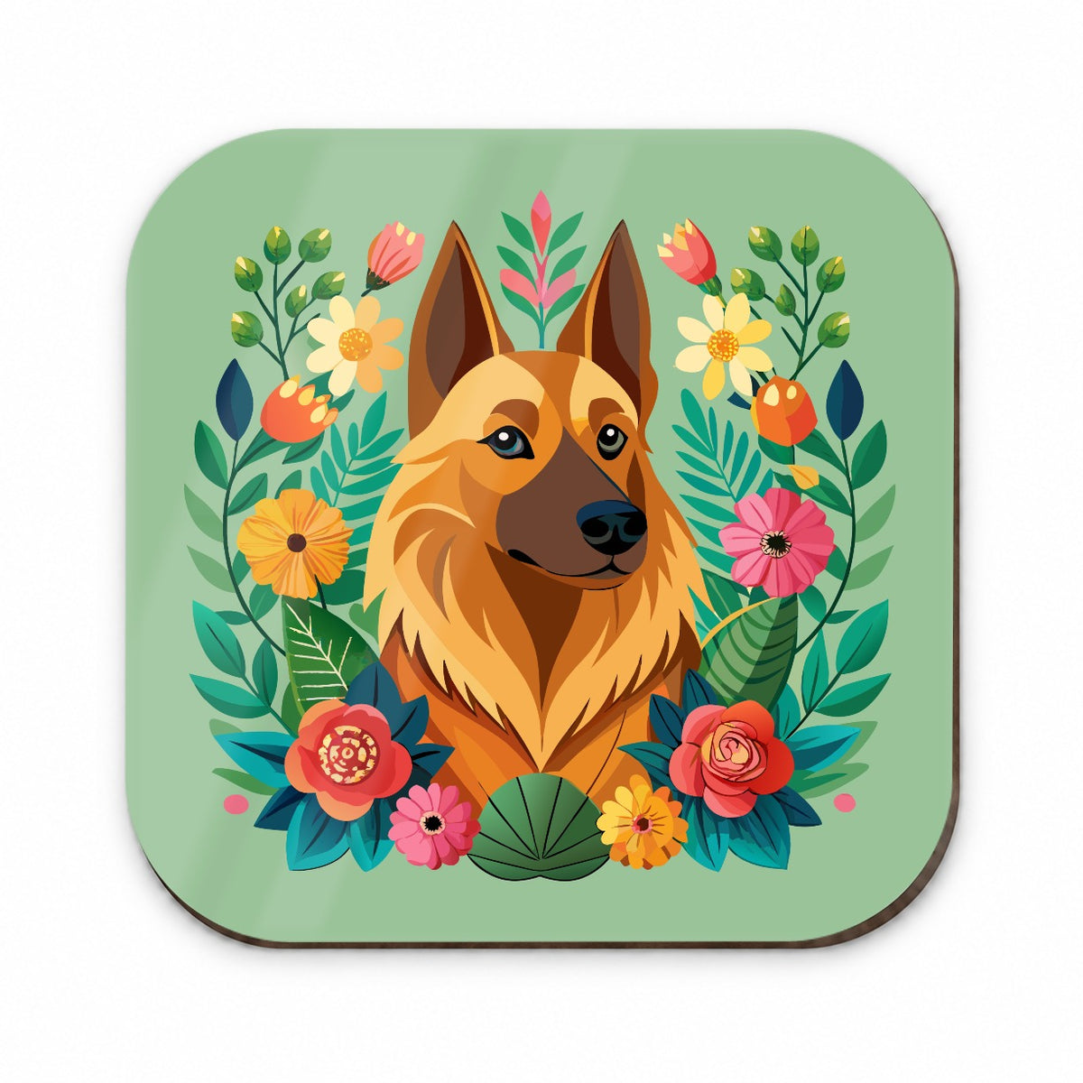 Belgian Shepherd Dog Floral Flowers Fridge Magnet
