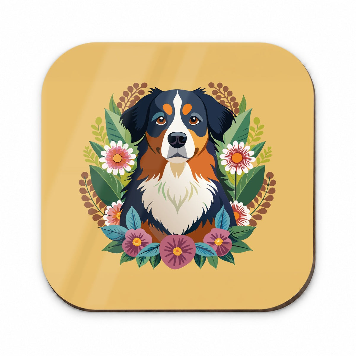 Bernese Mountain Dog Floral Flowers Fridge Magnet