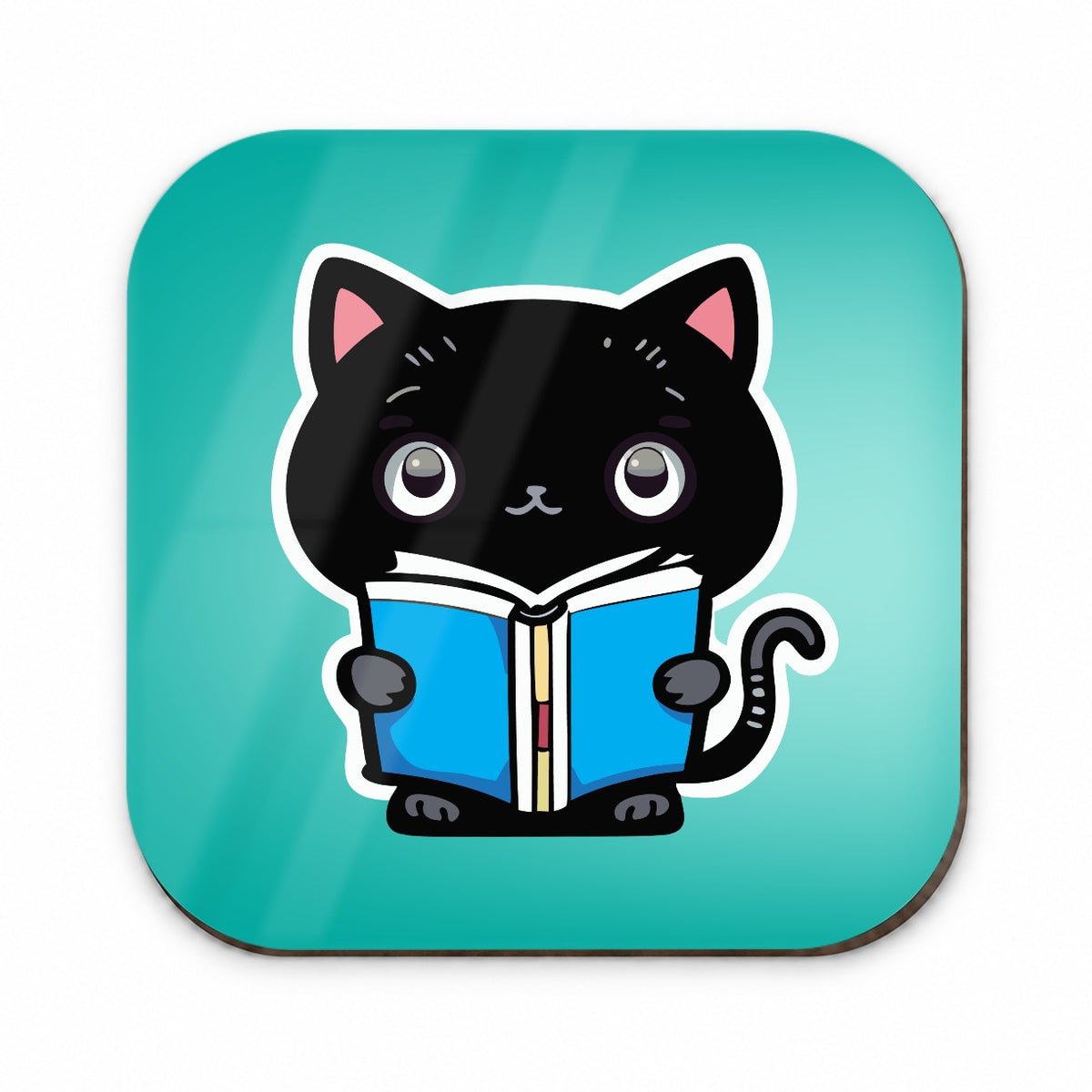 Black Cat Reading Book Fridge Magnet