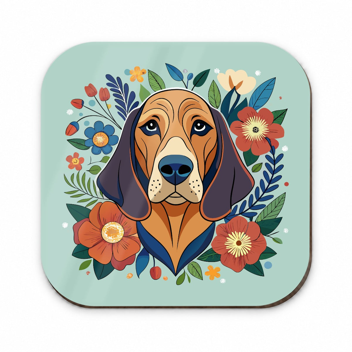 Bloodhound Dog Floral Flowers Fridge Magnet