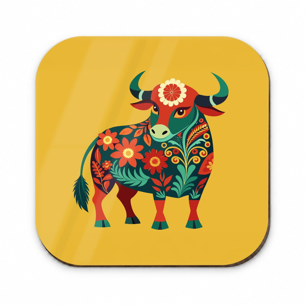 Bull Cow Floral Flowers Fridge Magnet