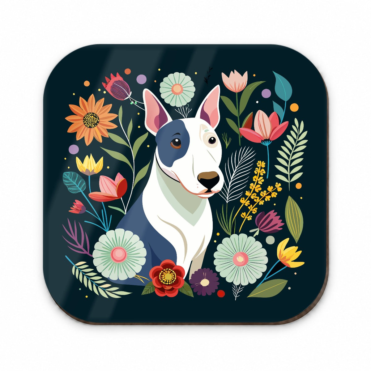 Bull Terrier Dog Floral Flowers Fridge Magnet