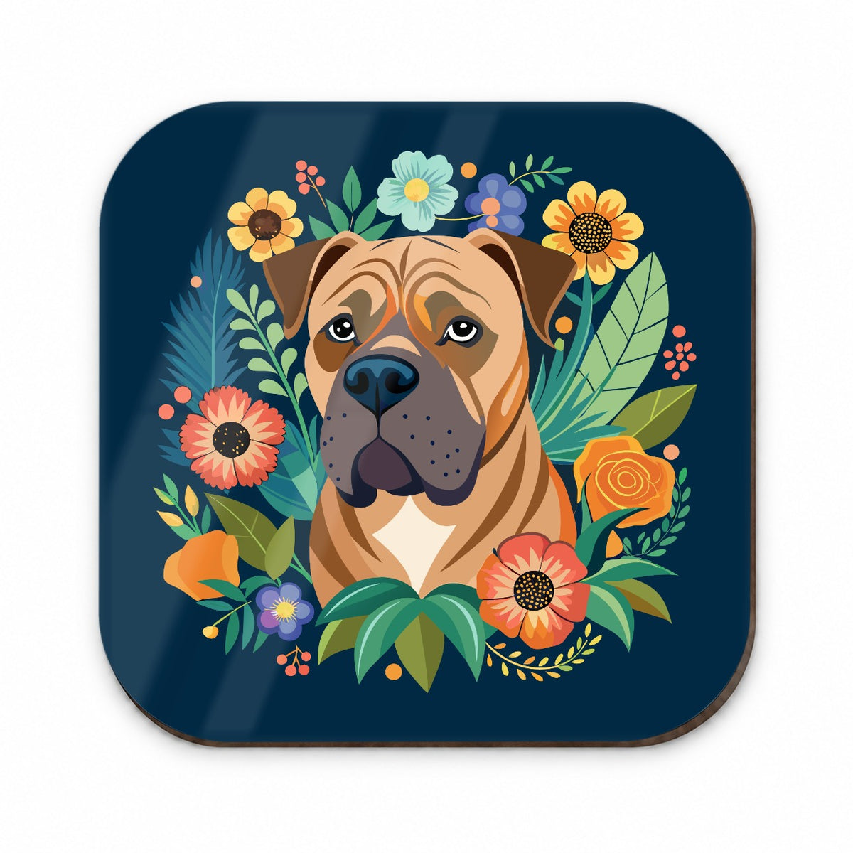 Bullmastiff Dog Floral Flowers Fridge Magnet
