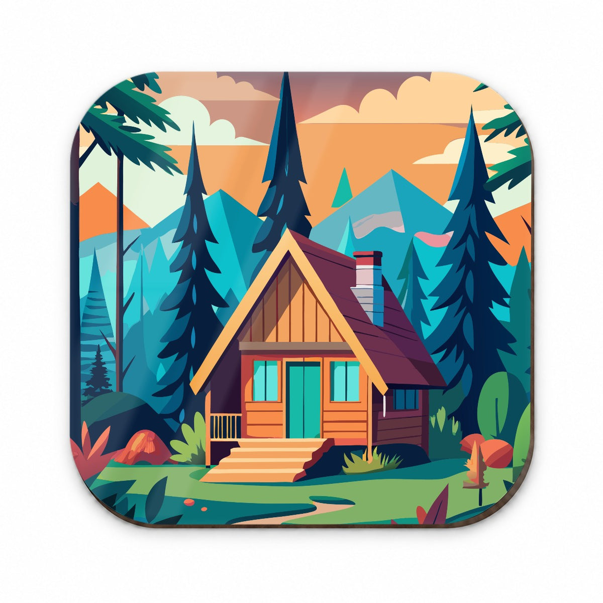 Cabin in the Forest Rustic Log Fridge Magnet