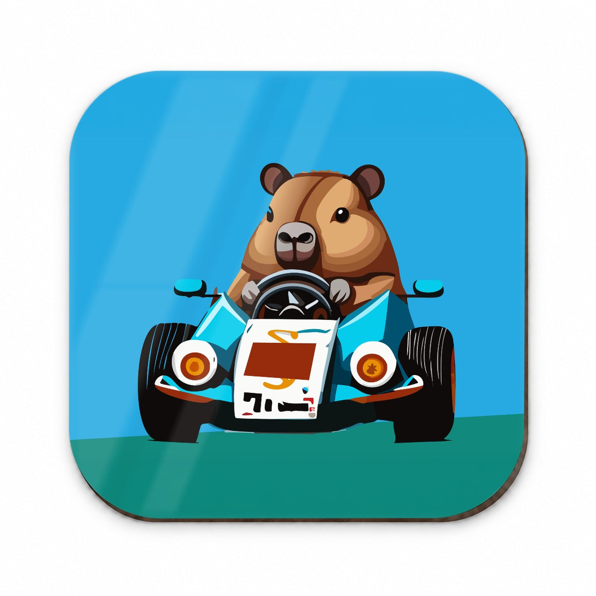 Capybara Driving Race Car Funny Fridge Magnet