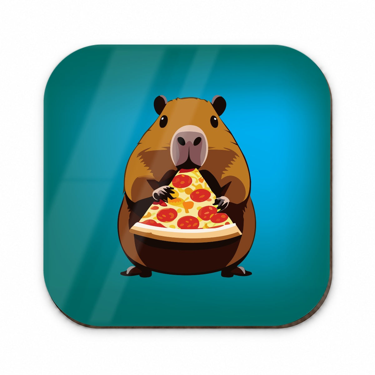 Capybara Eating Pizza Funny Fridge Magnet