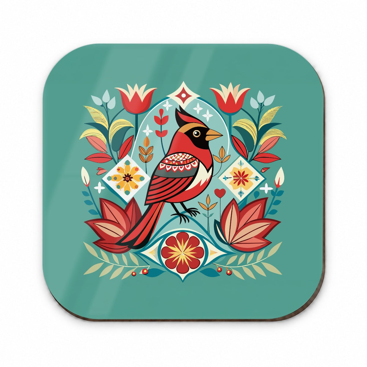 Cardinal Bird Floral Flowers Fridge Magnet