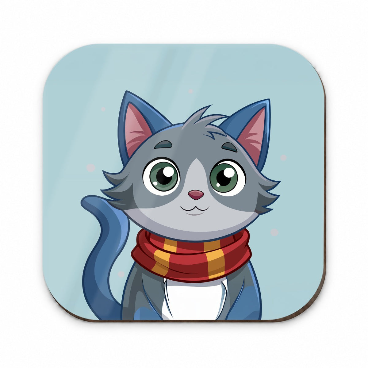 Cat Gray Wearing Winter Scarf Fridge Magnet