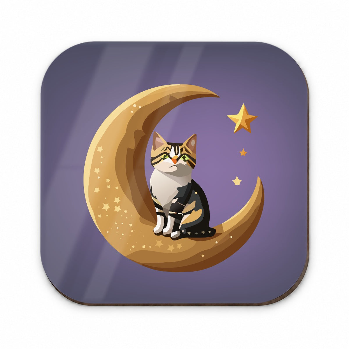 Cat on Crescent Moon Stars Cute Fridge Magnet