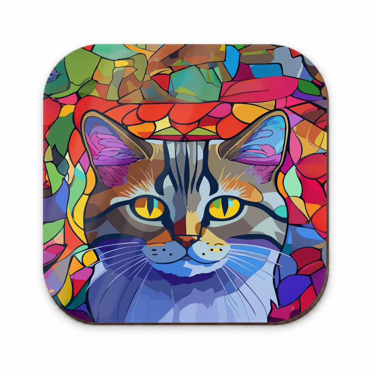 Cat Stained Glass Style Fridge Magnet