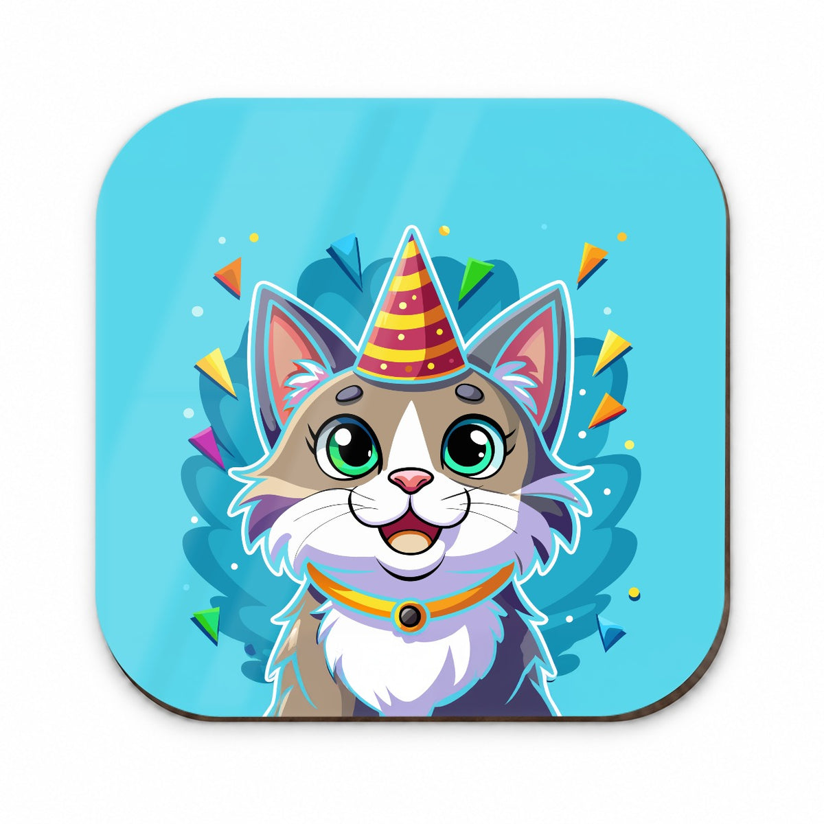 Cat Wearing Birthday Hat Fridge Magnet