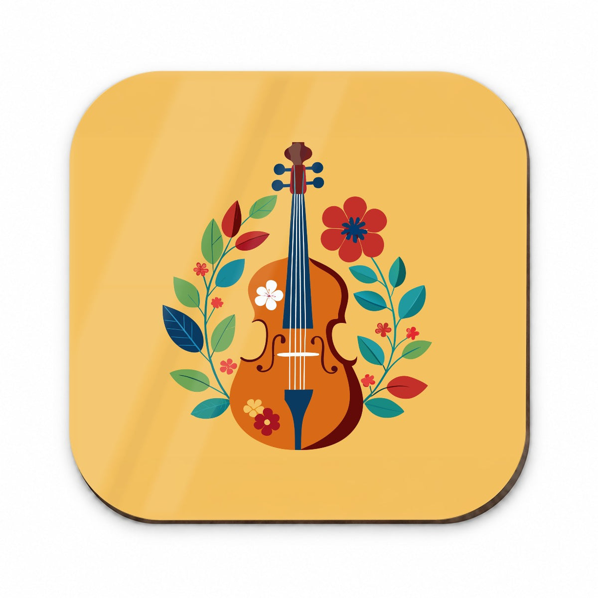 Cello Floral Motif Music Fridge Magnet