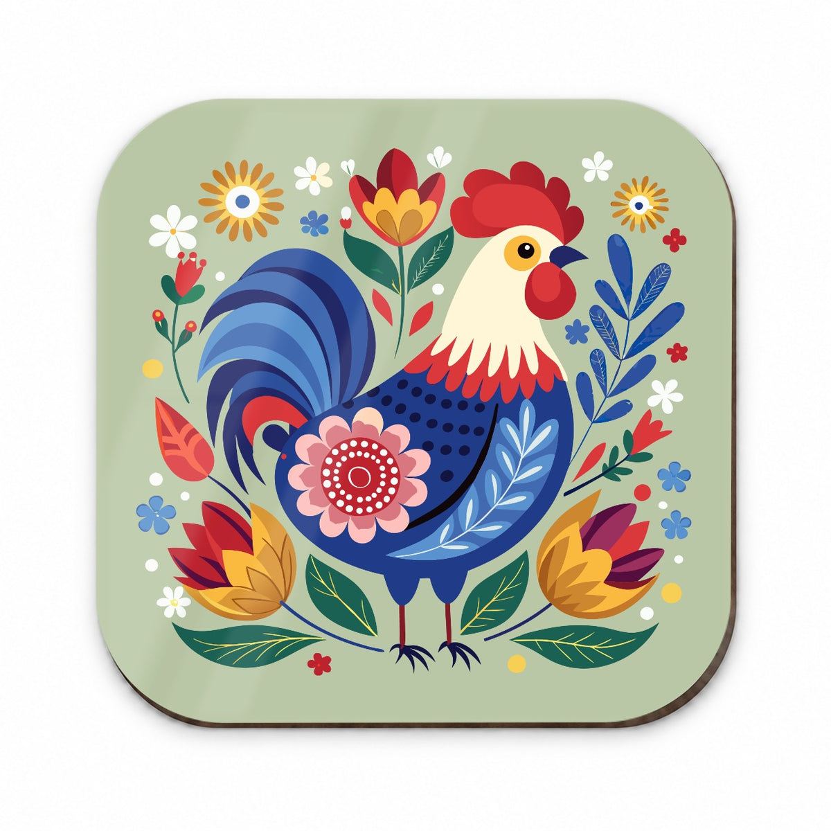 Chicken Rooster Floral Flowers Fridge Magnet
