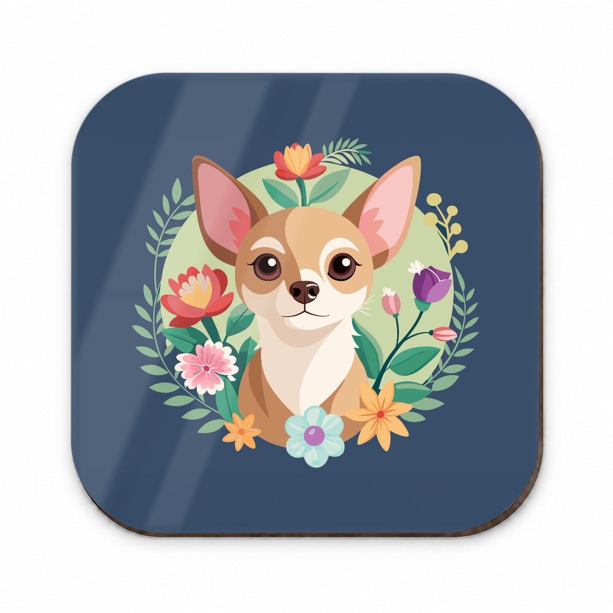 Chihuahua Dog Floral Flowers Fridge Magnet