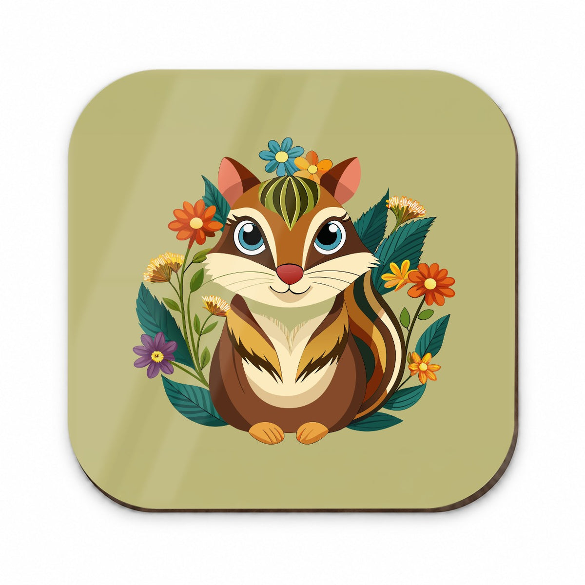 Chipmunk Floral Flowers Fridge Magnet