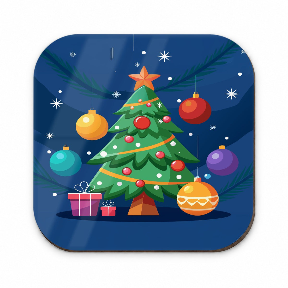 Christmas Tree and Ornaments Modern Fridge Magnet