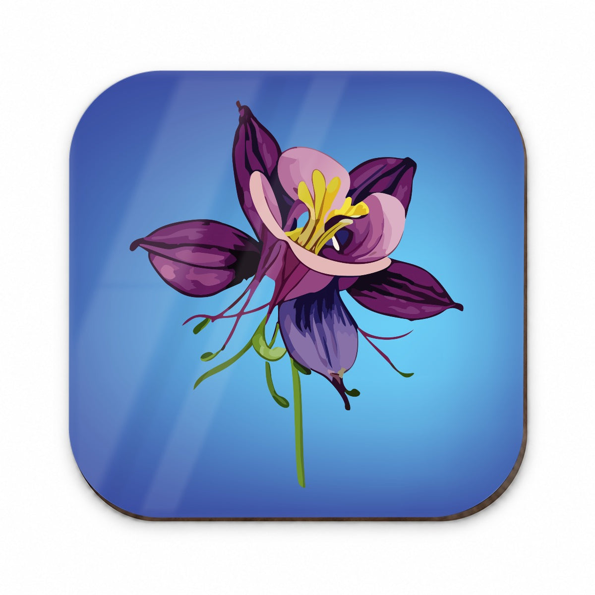 Columbine Flower Watercolor Purple Fridge Magnet
