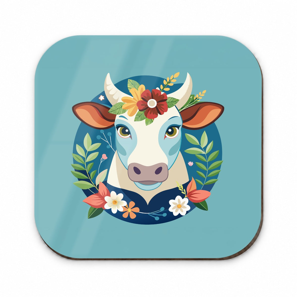 Cow Head Floral Flowers Fridge Magnet