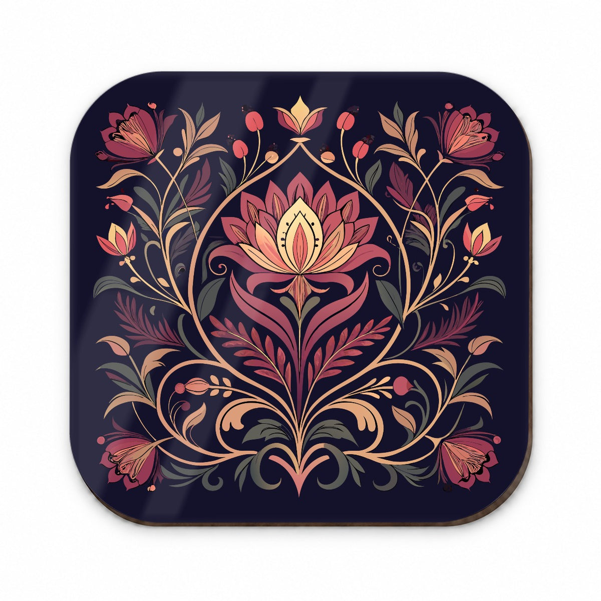 Dark Floral Art Nouveau Flowers Elegant Fridge Magnet