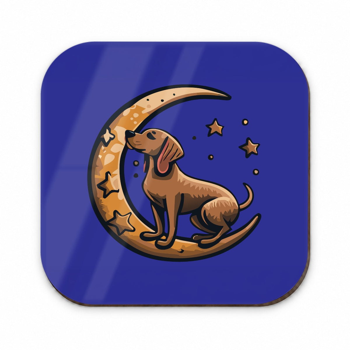Dog on Crescent Moon Stars Cute Fridge Magnet