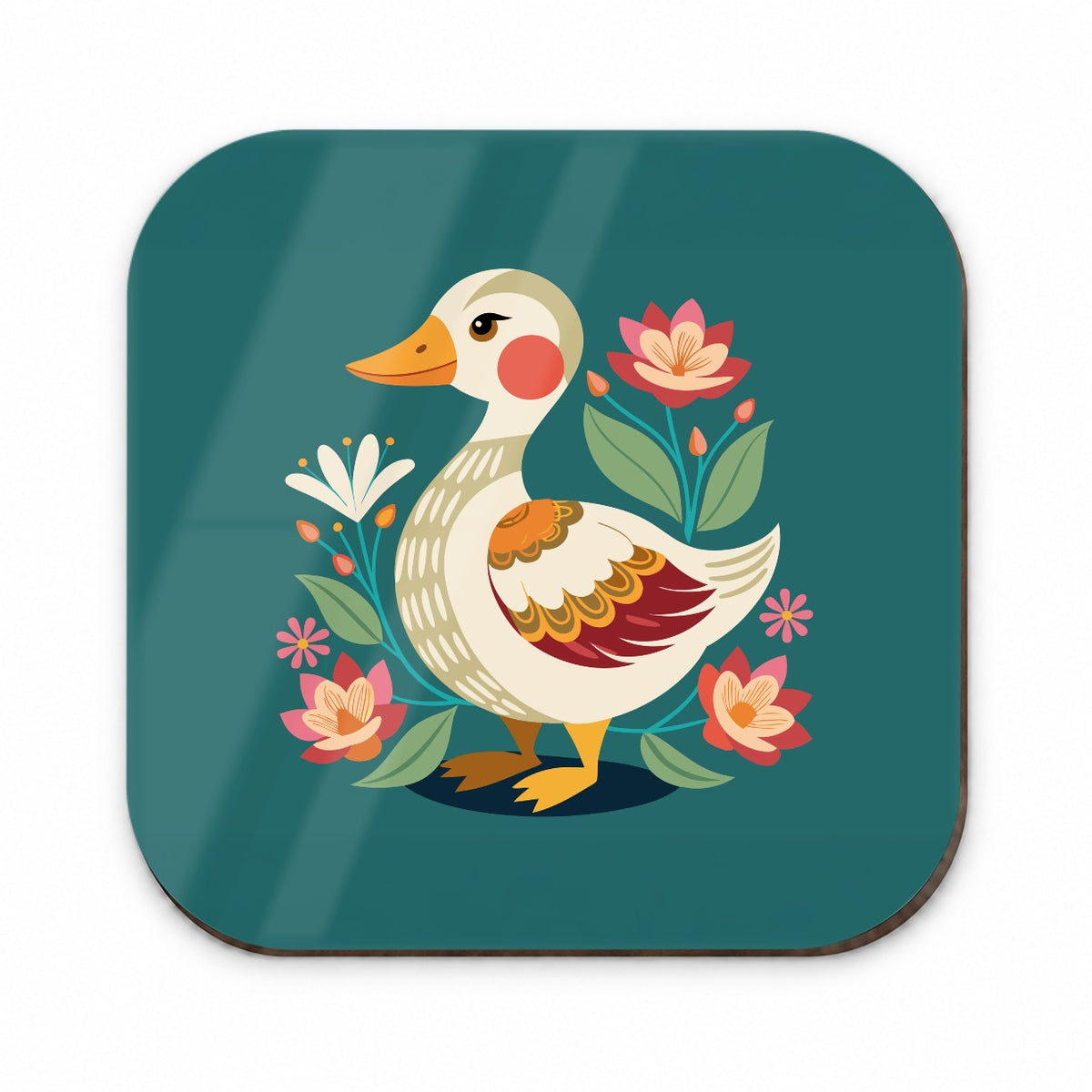 Duck Floral Flowers Fridge Magnet