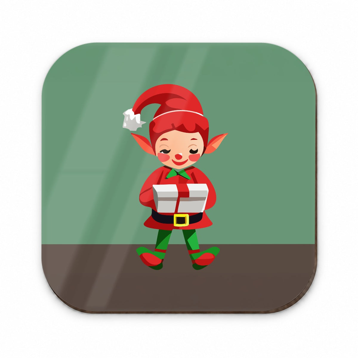 Elf Christmas Opening Present Fridge Magnet