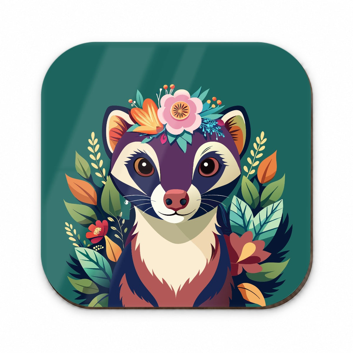 Ferret Head Floral Flowers Fridge Magnet