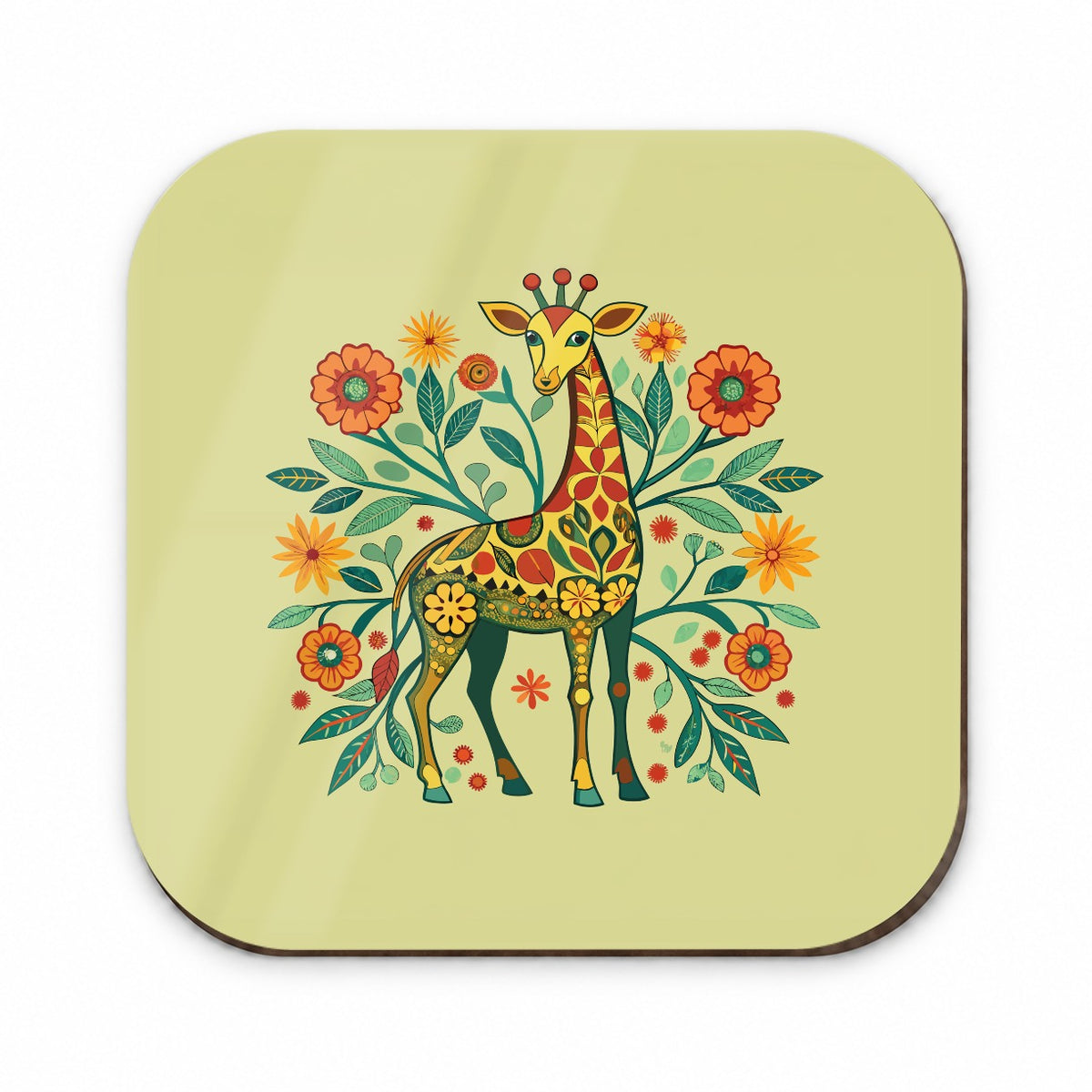 Giraffe Floral Art Nouveau Flowers Elegant Fridge Magnet