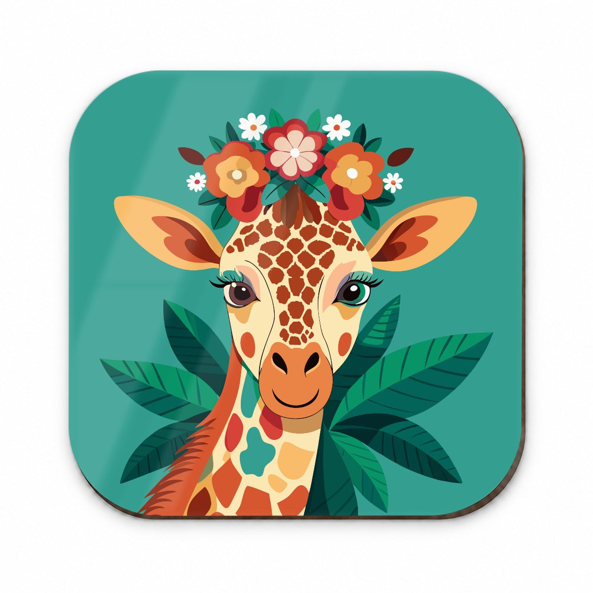 Giraffe Head Floral Flowers Fridge Magnet
