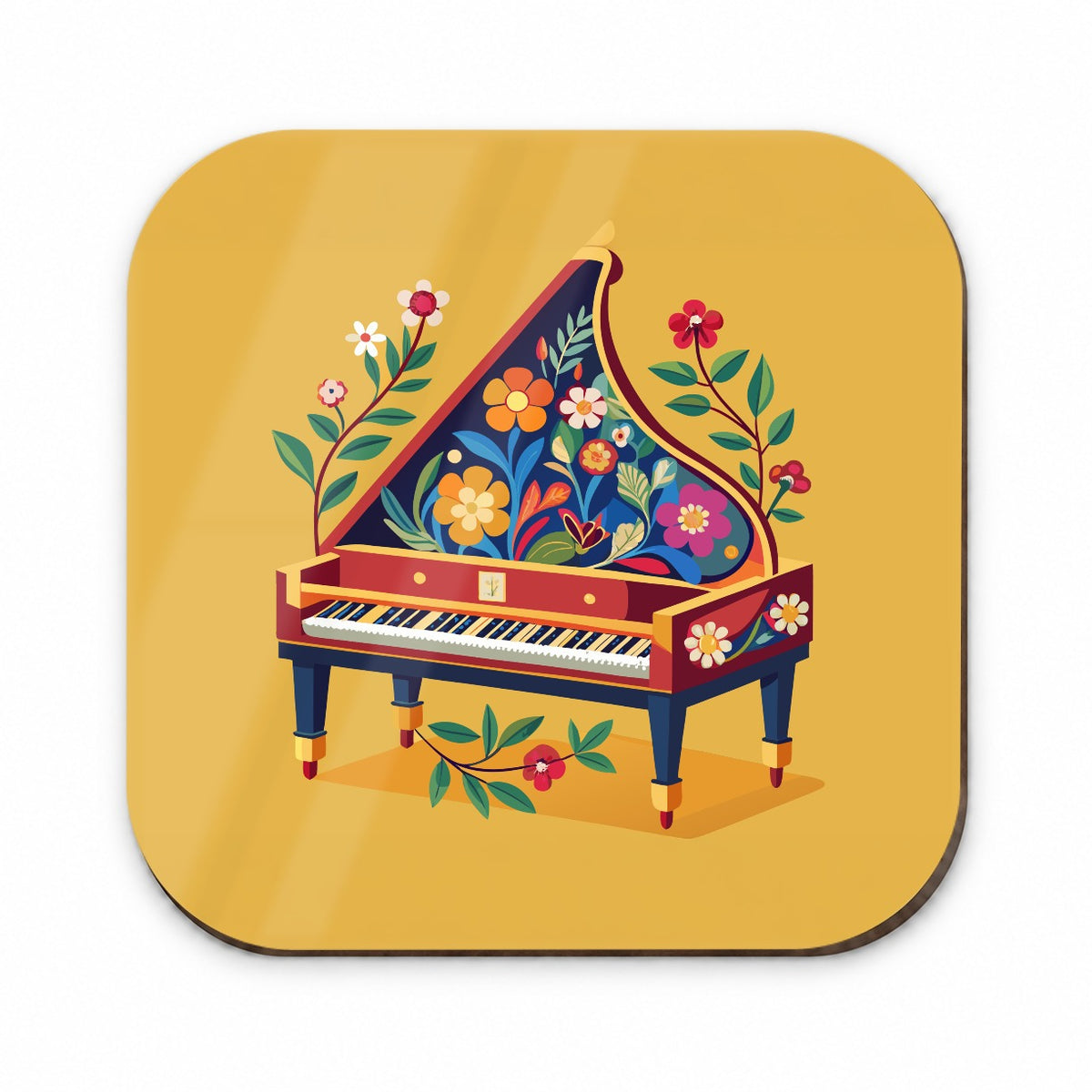 Harpsichord Music Floral Motif Fridge Magnet