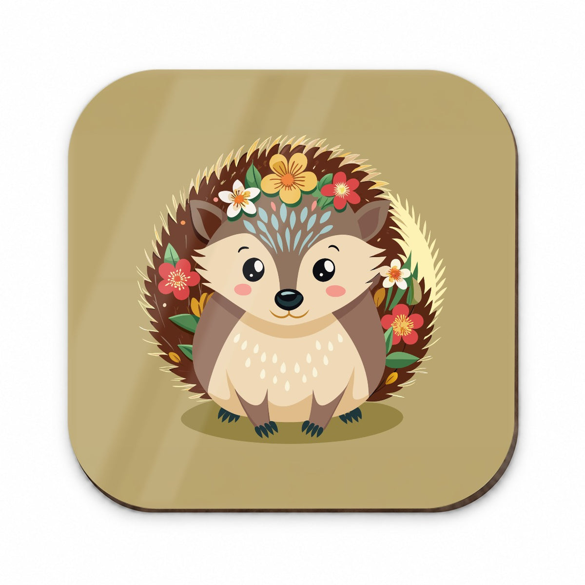 Hedgehog Floral Flowers Fridge Magnet