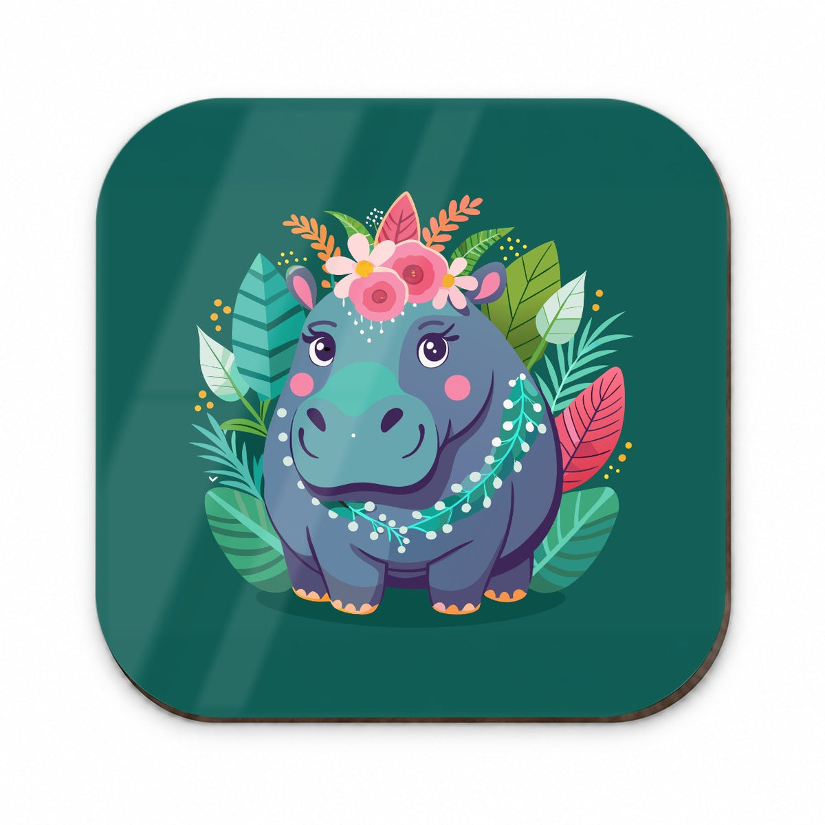 Hippopotamus Floral Flowers Fridge Magnet