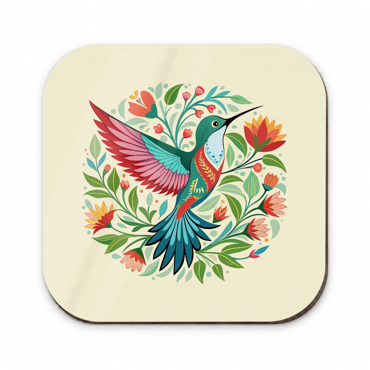 Hummingbird Floral Flowers Fridge Magnet