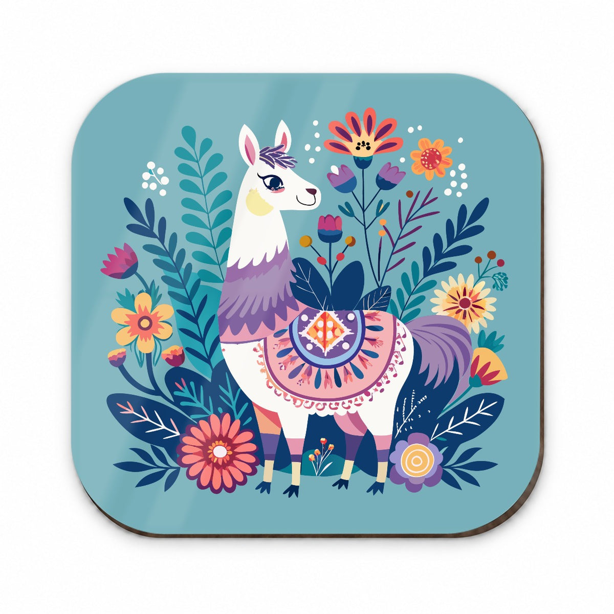 Llama Alpaca Floral Flowers Fridge Magnet