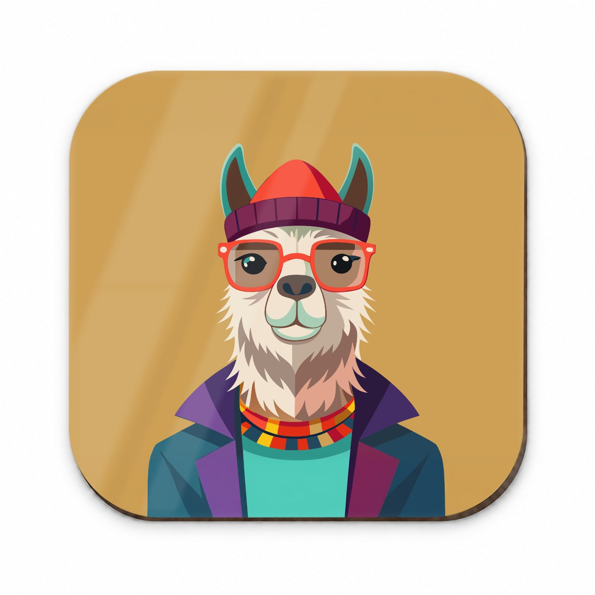 Llama Hipster Funny Wearing Glasses Hat Fridge Magnet