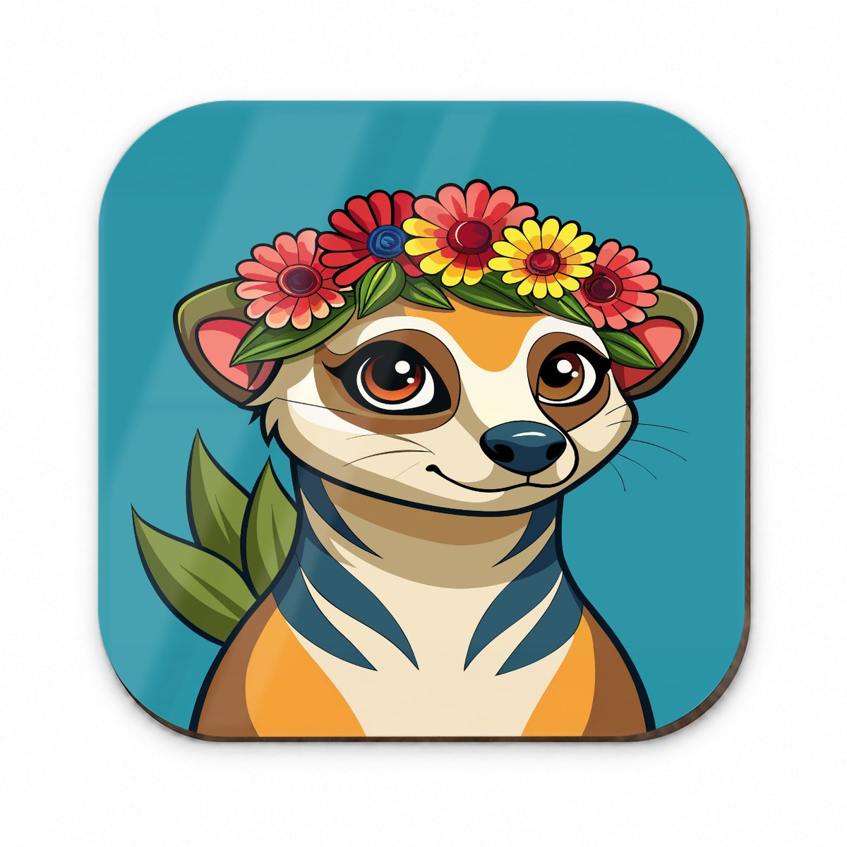 Meerkat Floral Flowers Fridge Magnet